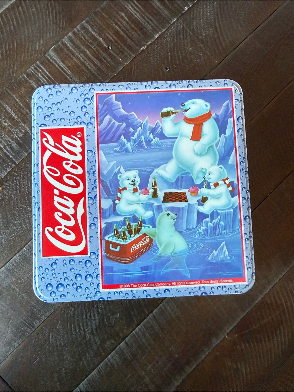 Coca Cola Polar Bear Family Tin vintage Coca Cola